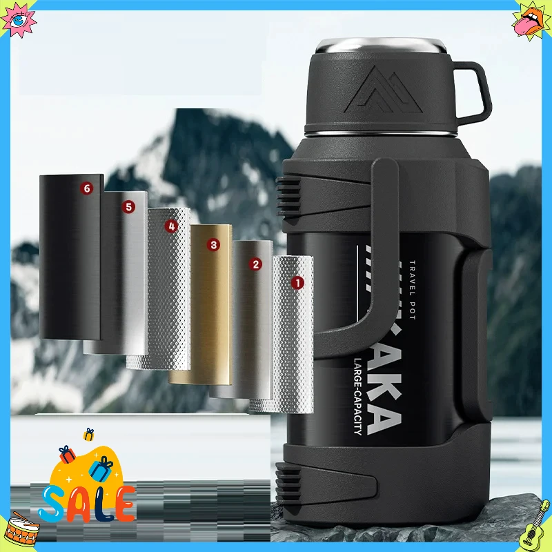 

Изолированная бутылка для воды большой емкости из нержавеющей стали 316, с ручкой, сохраняет горячую/холодную воду, портативную для использования на открытом воздухе, герметичную.