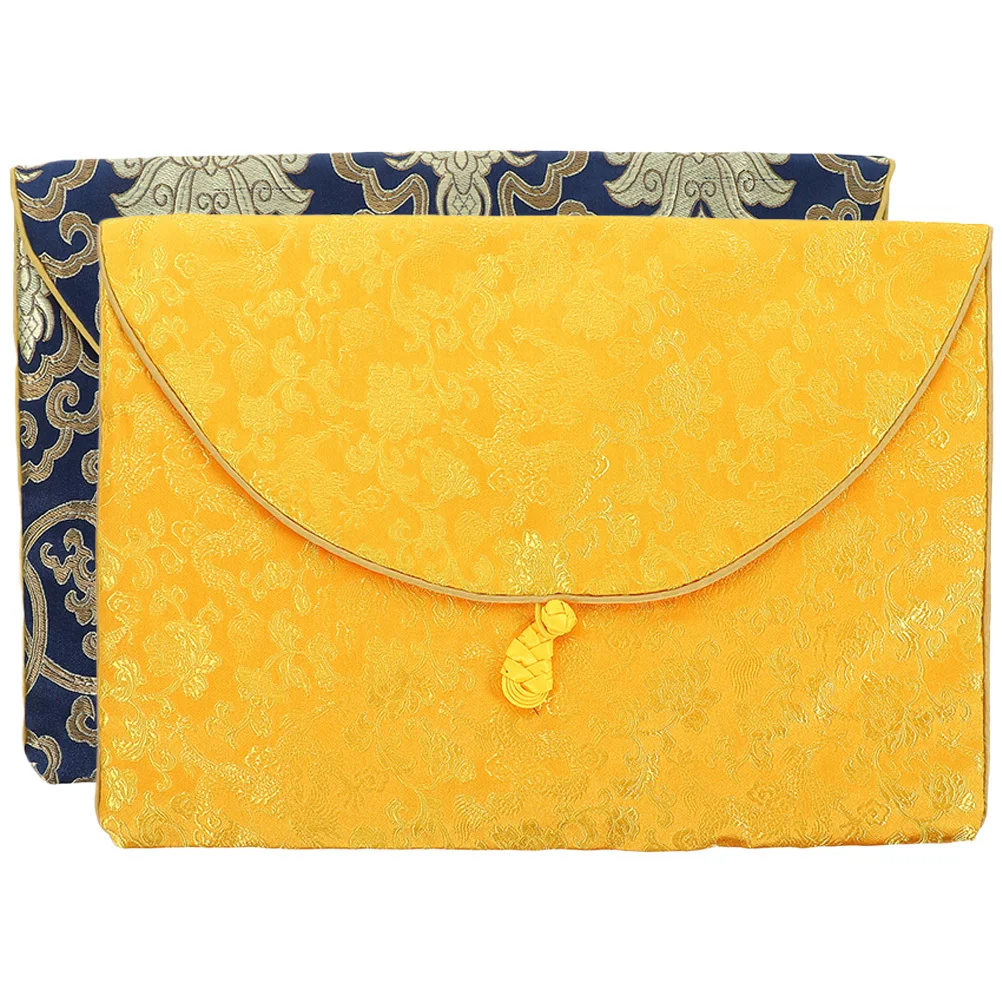 2 قطعة الكتب المقدسة الحقيبة الديباج حقيبة ملابس العرقية نمط تخزين المجوهرات للكتب البوذية أشتات المنظم حامل الملفات دفتر #1