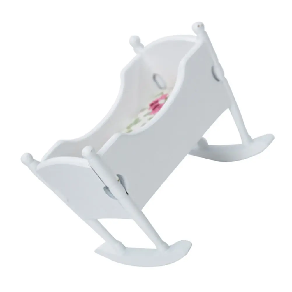 

Миниатюрная белая колыбелька для декора детской комнаты в кукольном домике - безопасный и гладкий аксессуар для детской кроватки, способствующий воображению и когнитивному развитию детей