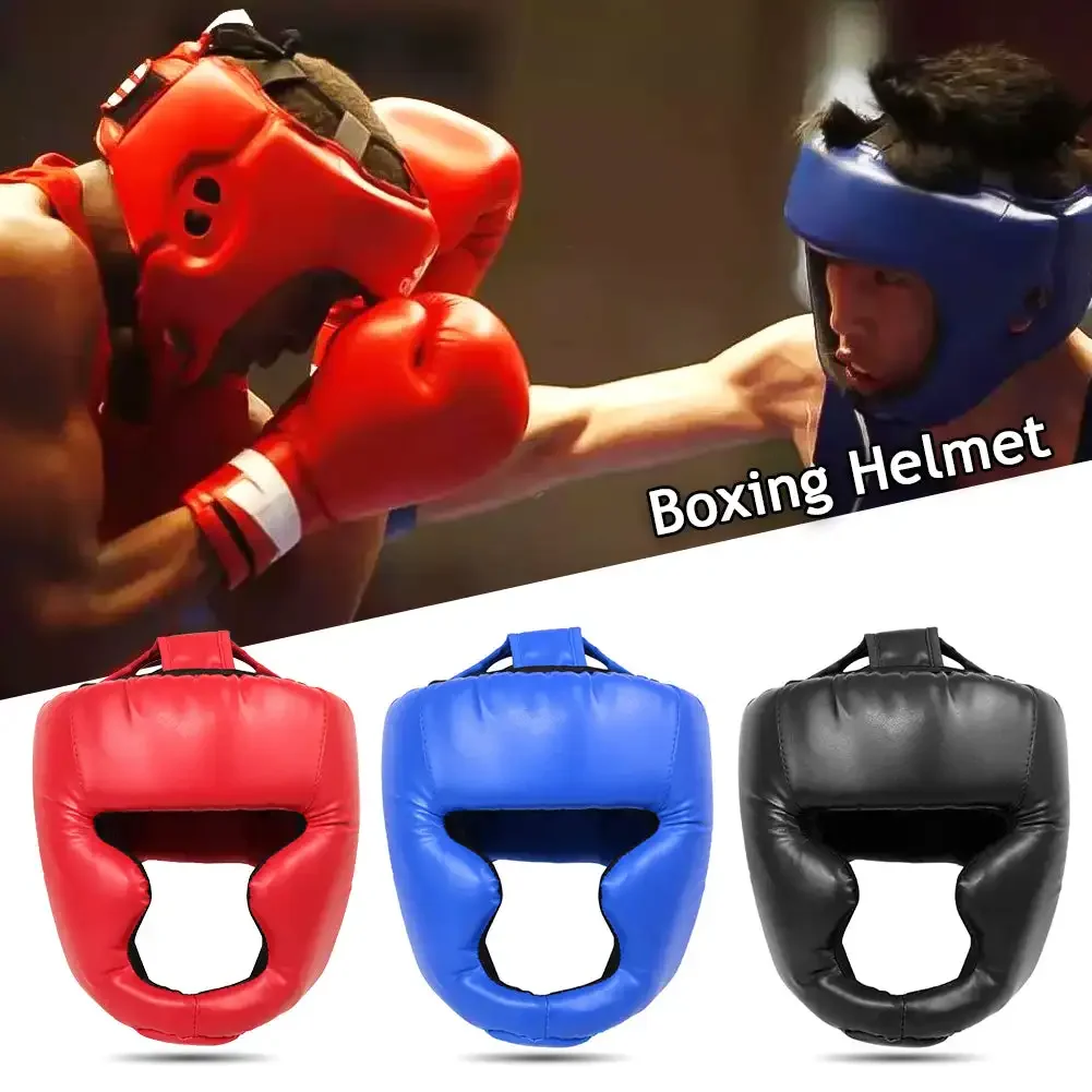 Full-covered Pu Boxing Helmet Kids Adults Muay Thai Training Sparring Boxing Headgear Gym Equipment Taekwondo Head Guard