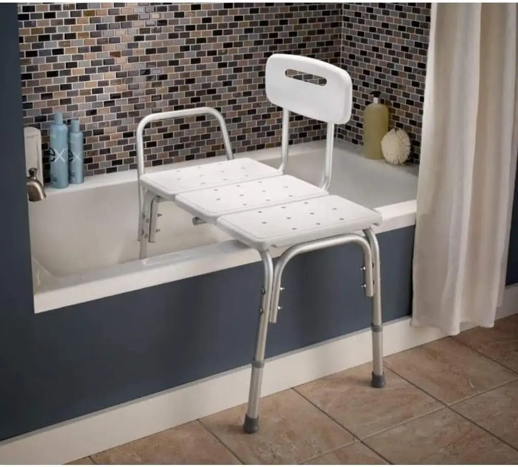 Bathtub Transfer Bench, Shower Bench and Bath Bench with Height Adjustable Legs, Convertible to Right or Left Hand Entry