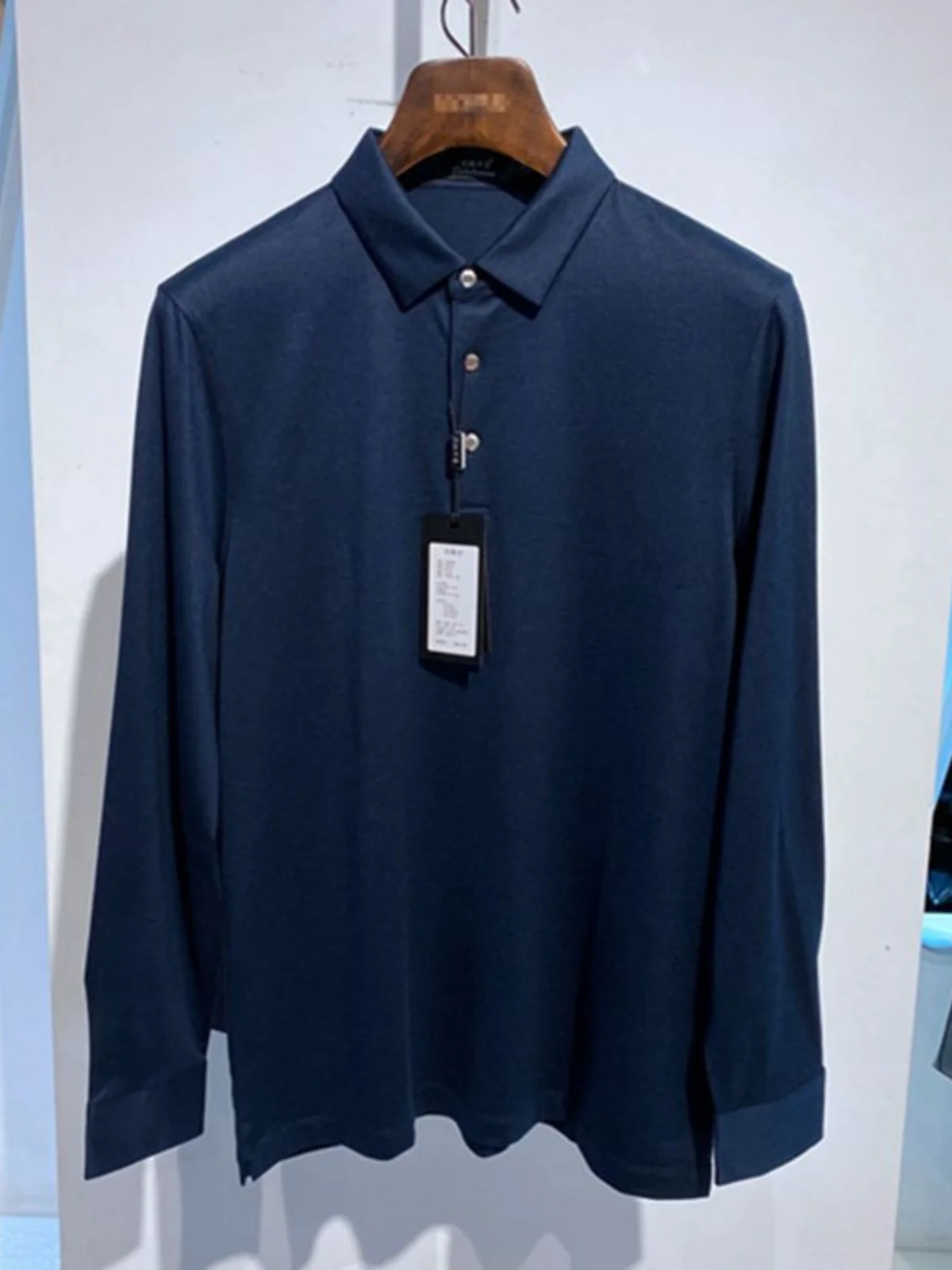 

Новая мужская футболка с длинным рукавом на осень-зиму, с воротником, из хлопка и модала, универсальная, для повседневной носки, делового стиля, базовая модель.