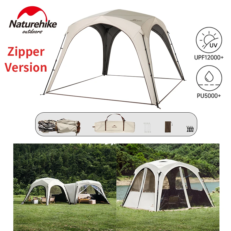 

Naturehike открытый быстро открывающийся тент-палатка для кемпинга и путешествий, подключаемый солнцезащитный козырек с титановым черным покрытием, водонепроницаемый с дымоходом