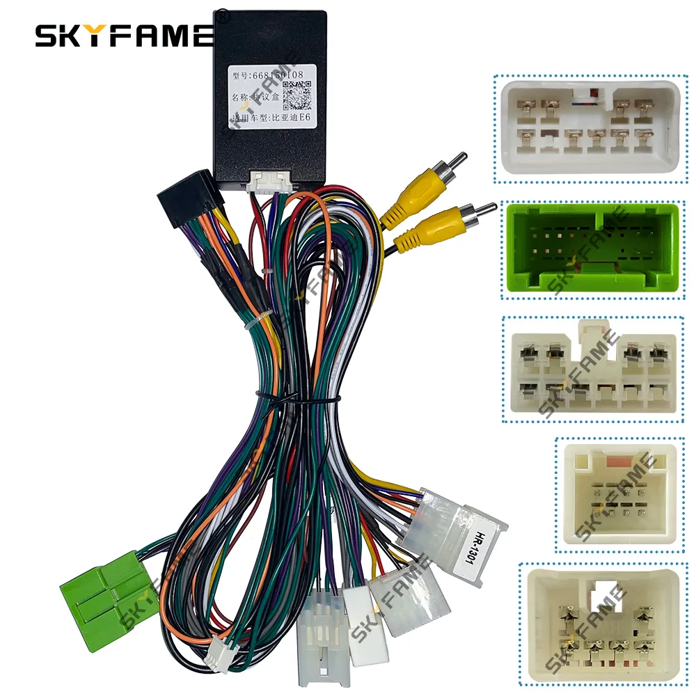 

SKYFAME For BYD E6 Car 16pin Wiring Harness Adapter Canbus Box Alpine Amplifier Decoder Android Radio Power Cable