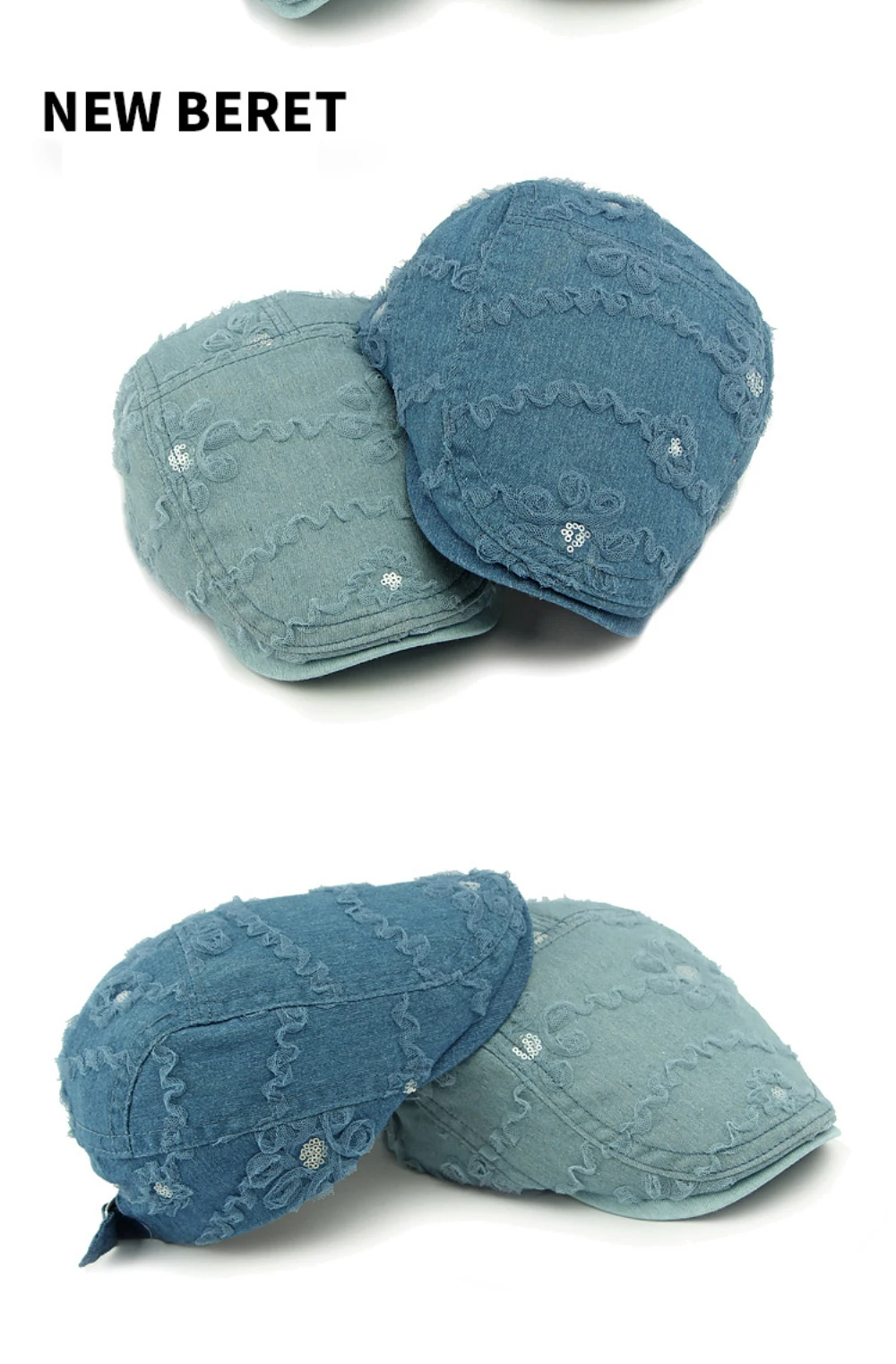 HT4790 Baskenmützen für Männer und Frauen, Frühling-Sommer-Sonnenmütze, Vintage-Künstler-Malermütze, Spitzenblumen-Ivy-Flachmütze, Baskenmützen für Damen und Herren – Detail 2