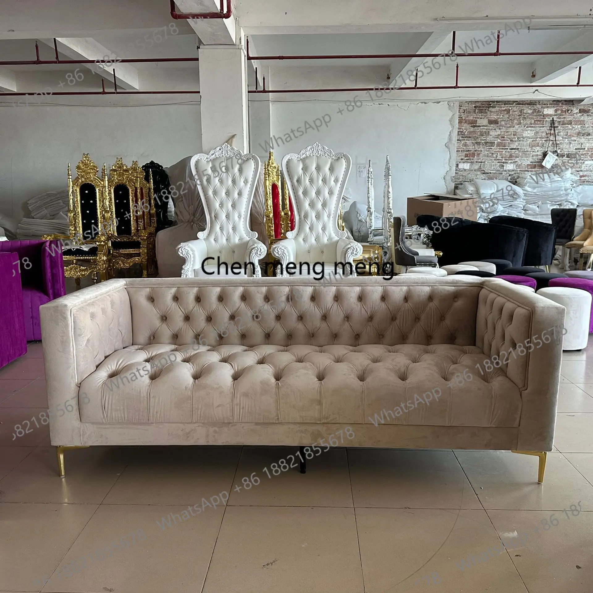 

Light luxury large apartment living room buckle combination sofa modern simple designer club fabric sofa
