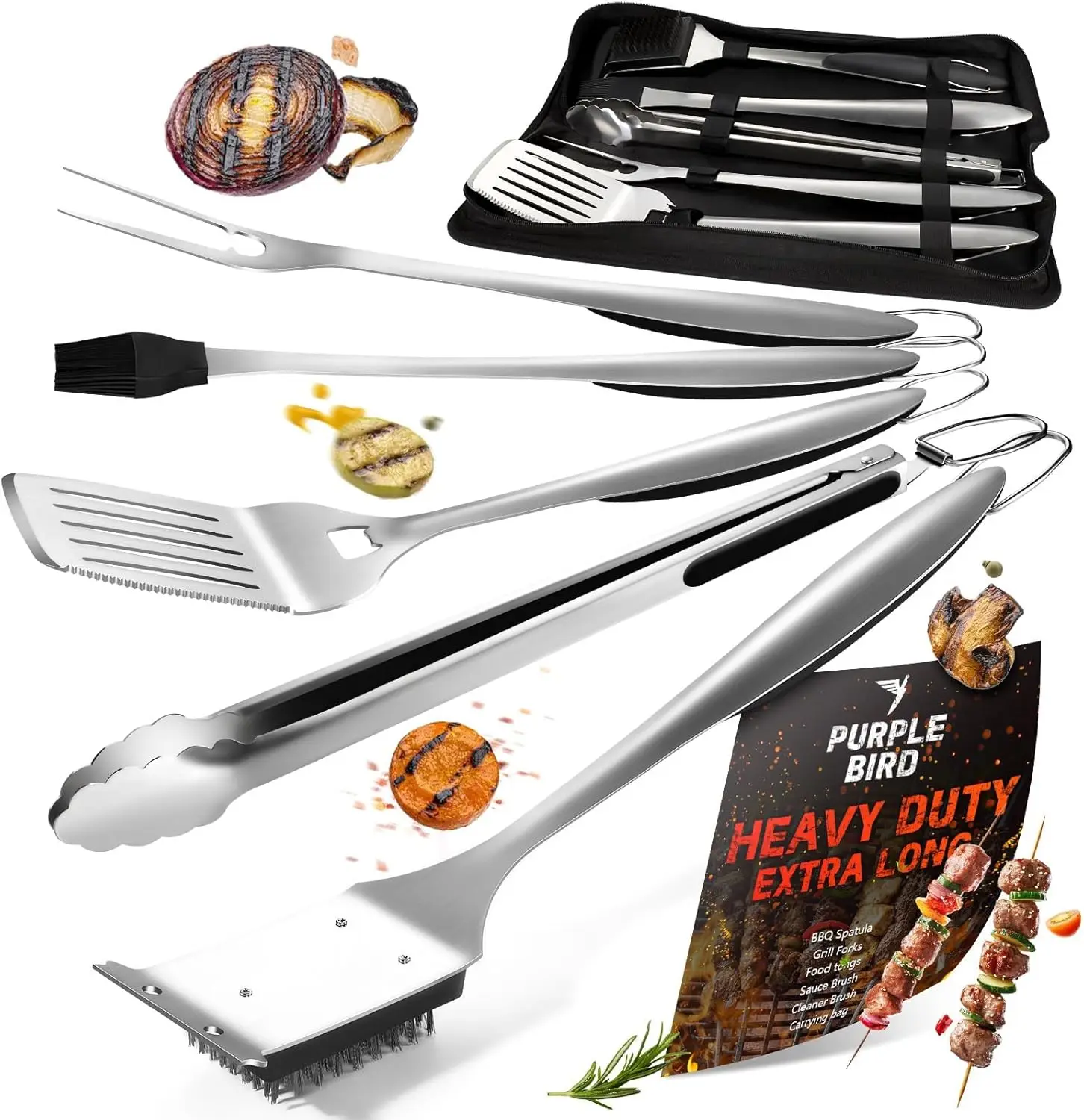 

Grill Set for Outdoor Grill 6 pcs - Heavy Duty Grilling Tools Set with Extra Long Handle, Stainless Grilling Accessories