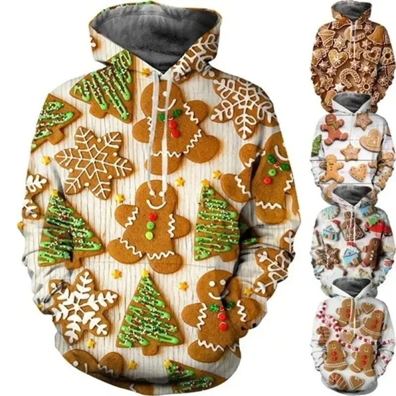 

Cute Gingerbread Man Graphic Sweatshirts 3D Merry Christmas Printied Hoodies For Men Funny Xmas Women Gifts Pullovers Y2k Tops