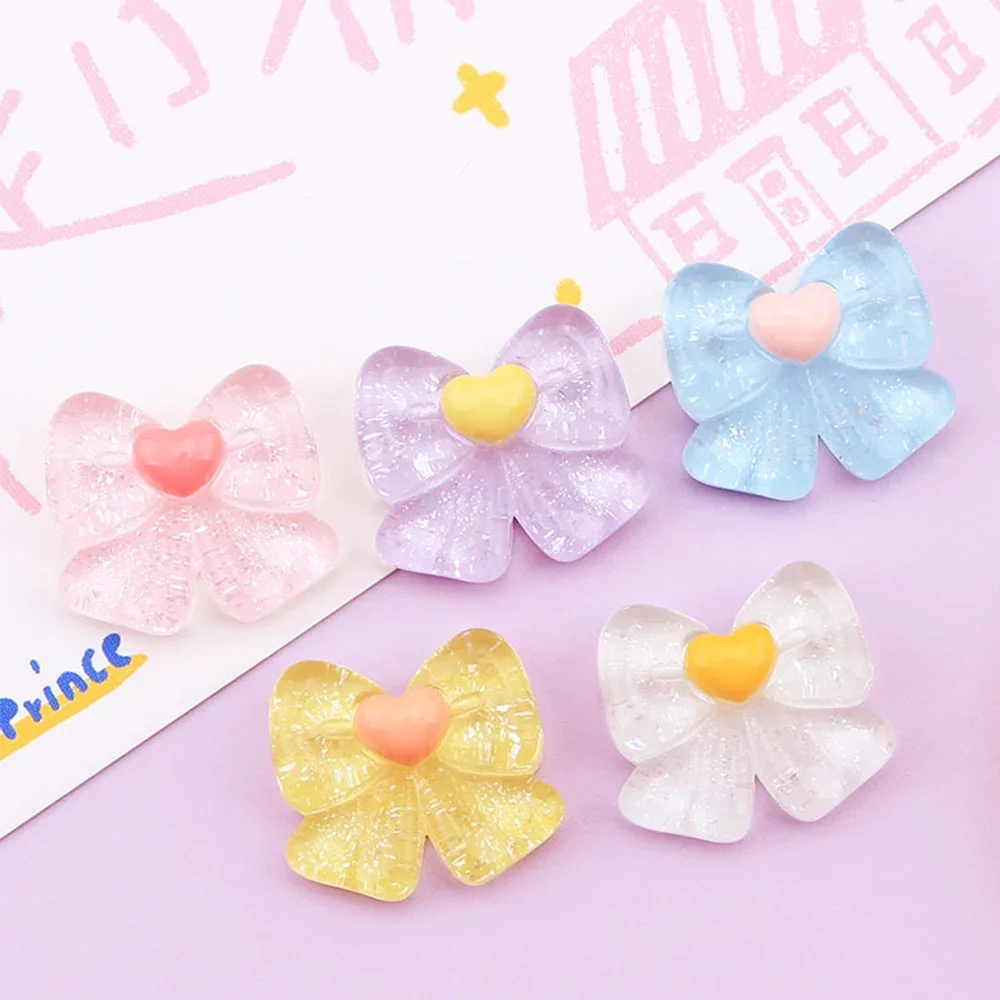 

10PCS Transparent Bow Tie Series Miniature Flat Back Resin Cabochons For Hairpin Scrapbooking DIY Home Decor Craft Accessories