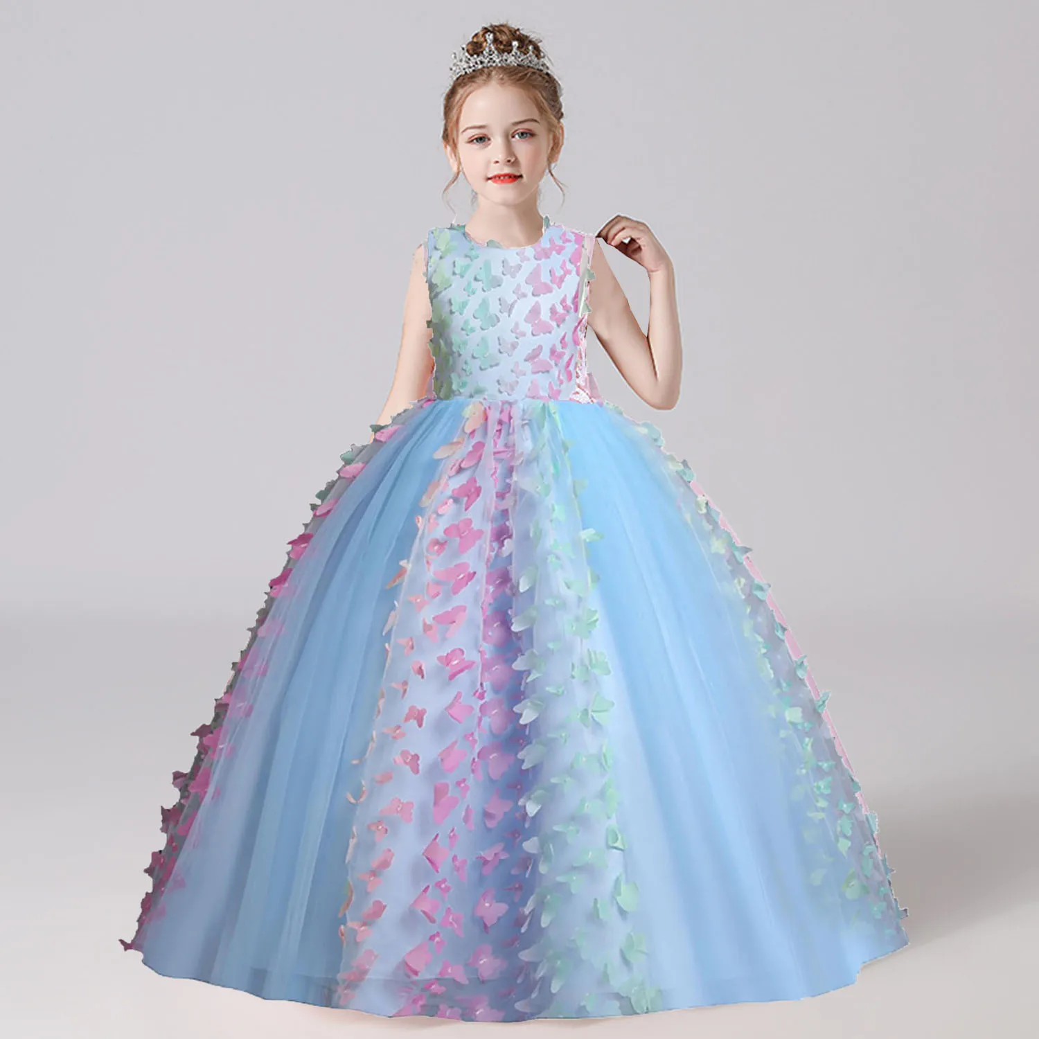 

Stunning Little/Big Girls Butterfly Appliqued Flower Girl Birthday Party Pageant Formal Dress