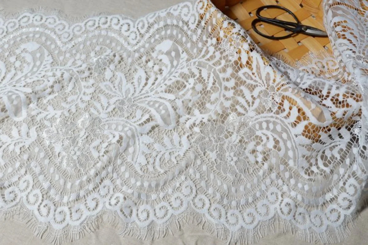 Skin-Friendly Pressing Yarn Eyelash Lace for Kids' Garments Wedding Dresses and Shawls Decorative Fabrics 35 - 75 cm in Width