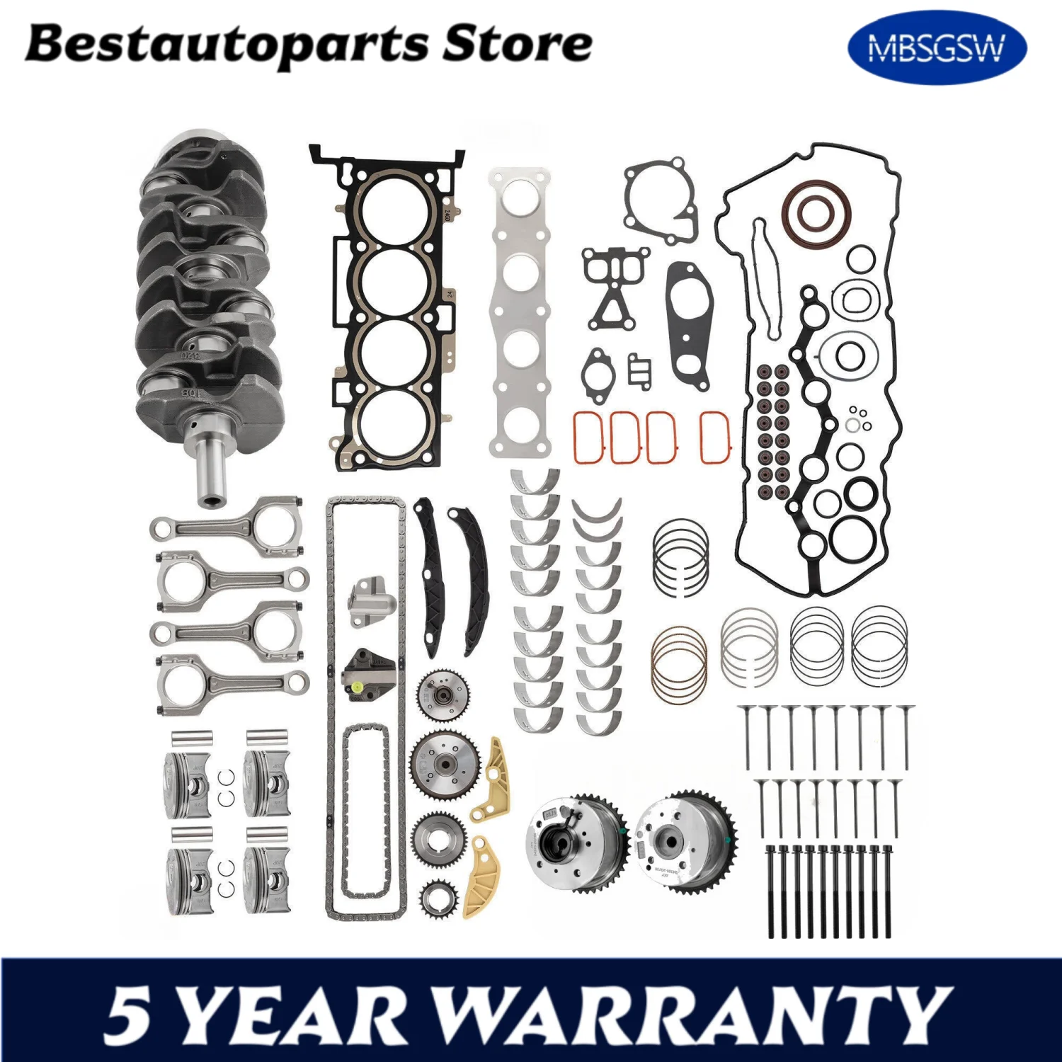 

Engine Overhaul Rebuild Kit - Crankshaft Rods / Timing For G4KD Hyundai KIA 2.0L