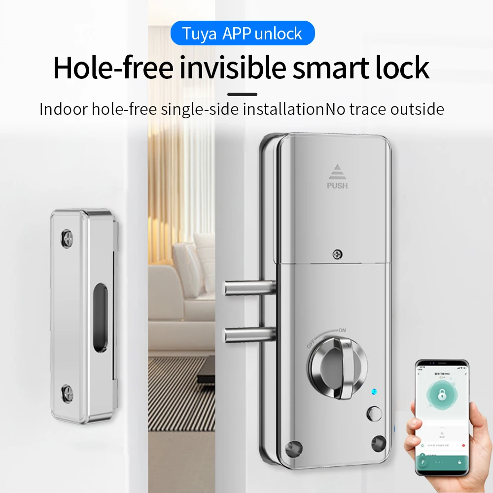 Support Tuya App Bluetooth to Wifi Electronic Lock Handle Smart Home Remotely Unlock Door Lock for Hotel/ Apartment/Guesthouse