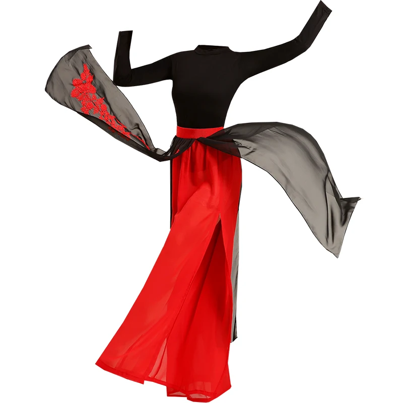 Das klassische Tanzaufführungskleid, elegantes chinesisches Windmädchen, Gruppenfächertanz, Trainingskleid im antiken Stil, Set, Tanzkleid