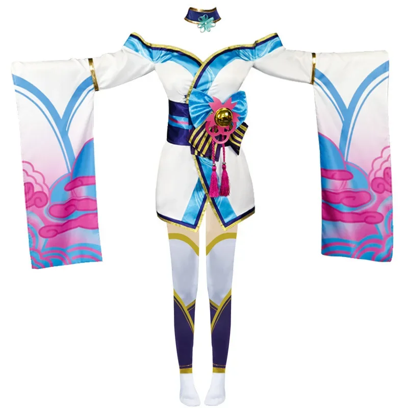 LOL Spirit Blossom Ahri Cosplay Kostüm Ahri Cosplay Spiel LOL Ahri Kostüm Frauen Kimono Hanfu Komplettes Set Chinesisches Kleid Zubehör