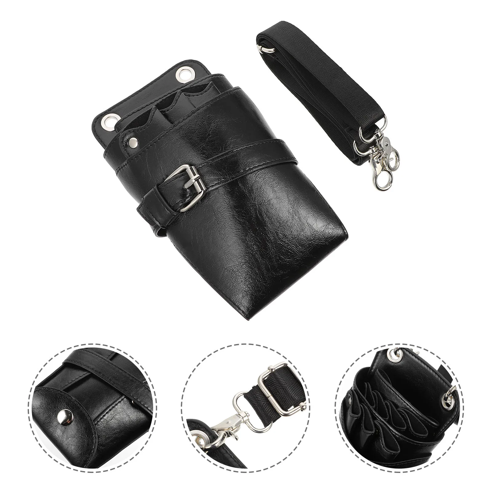 

Scissors Hairdressing Tool Bag Black PU Lightweight Large Capacity Multi Pockets Barber Shear Storage Pouch