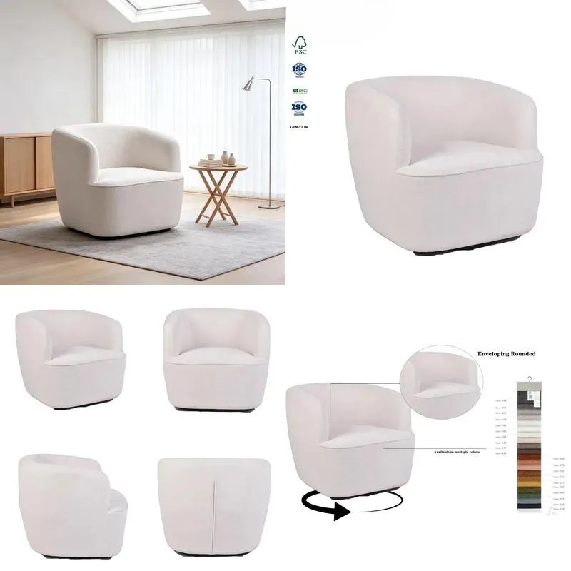 for  Cald 360 swivel chair soft fabric leisure armchair coffee table decoration  home hotel living room bedroom