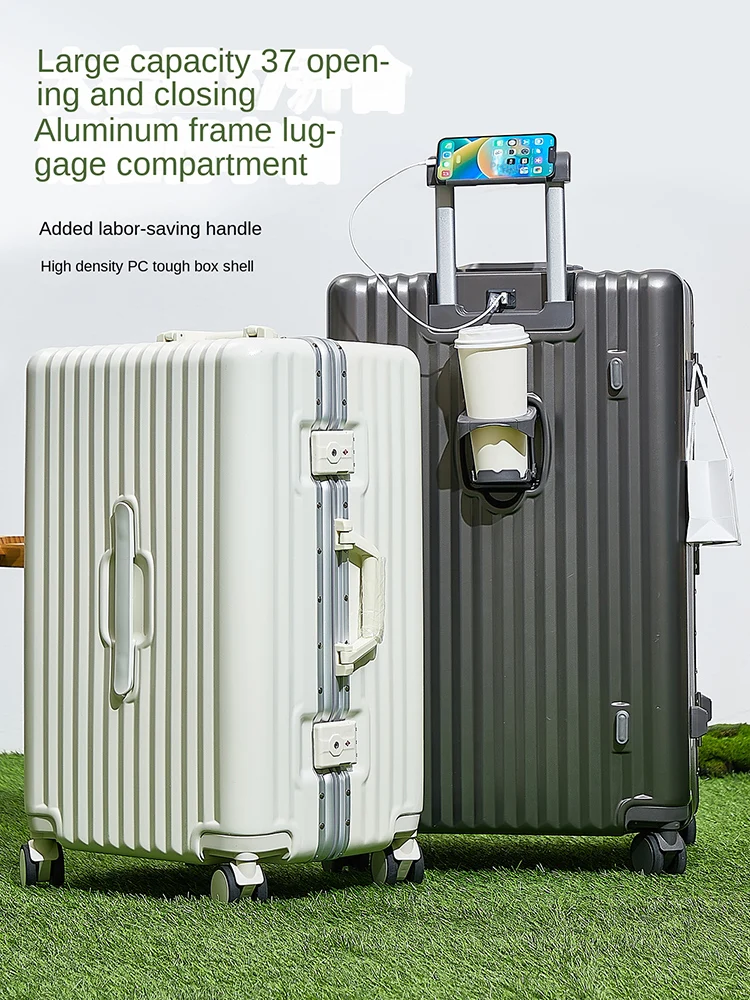 

Новый чемодан на колесиках, алюминиевый каркас, 28/30 дюймов, большая вместимость, студенческий багаж с паролем, многофункциональные дорожные чемоданы