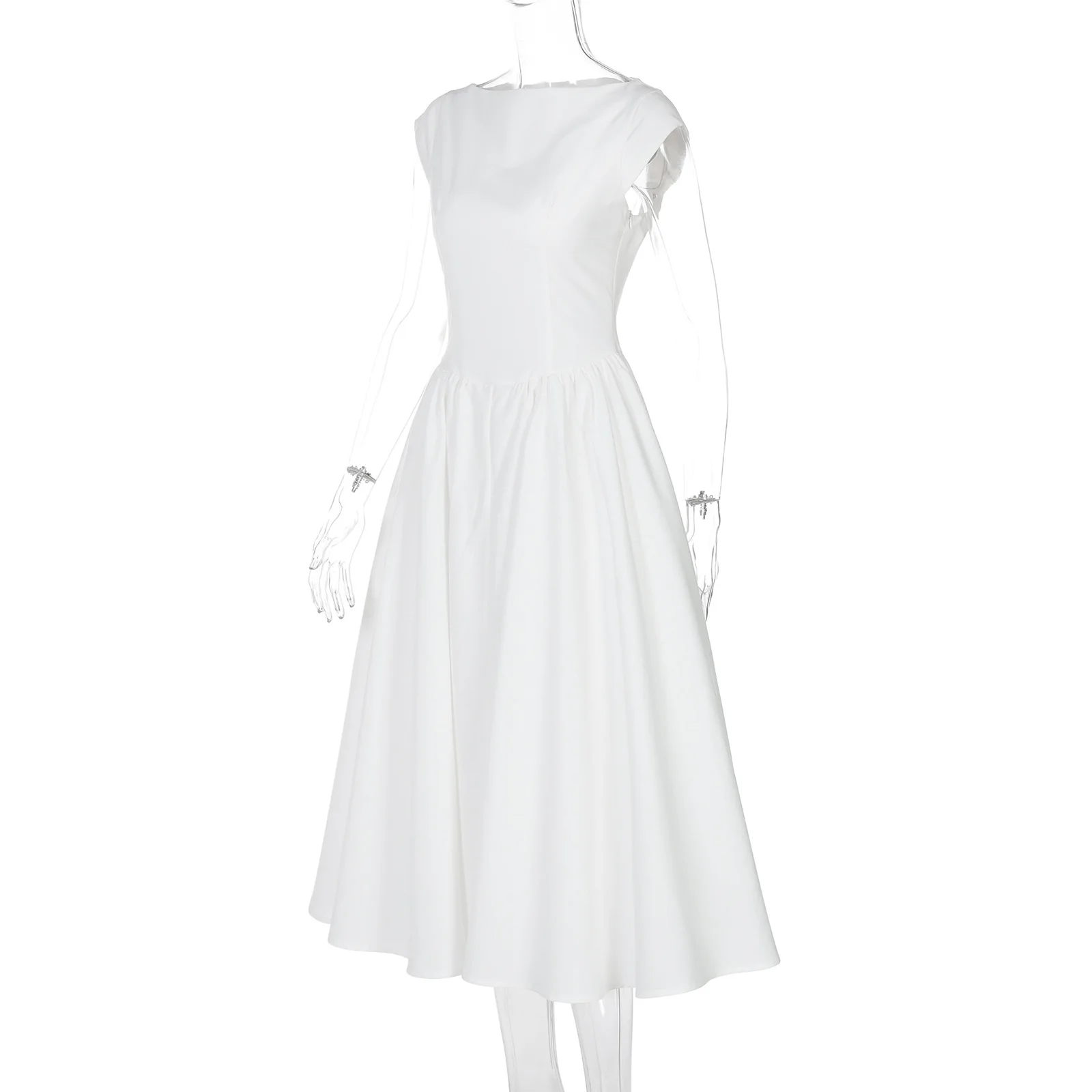 Women Sexy Backless Dresses Pleated Swing A-line Midi Dresses Woman Elegant Party Dress Robe High Street Costume Streetwear