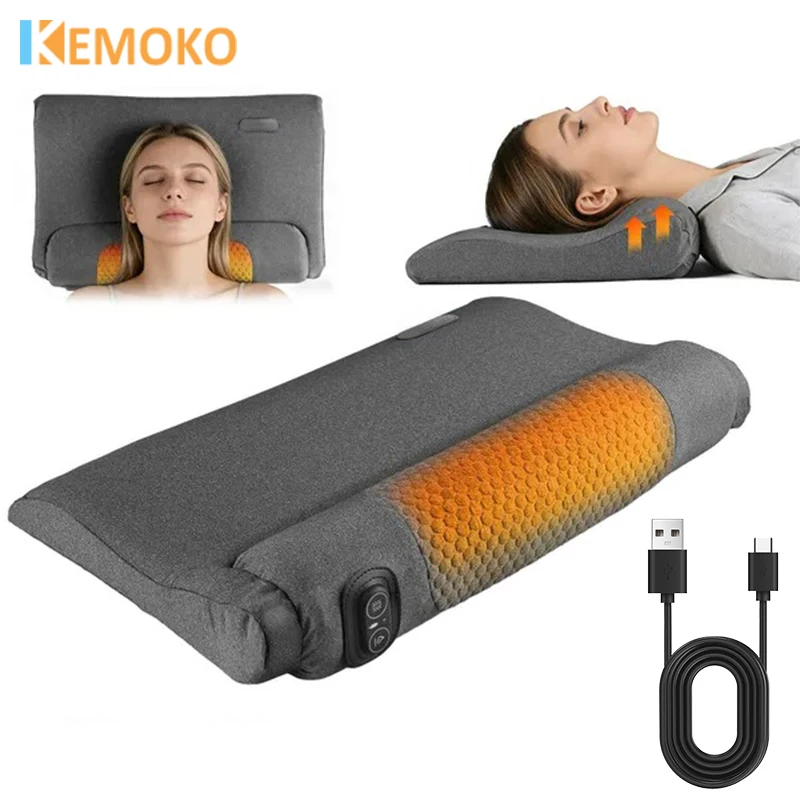 Cervical Pillow Memory Foam Neck Traction Device 3 Modes Vibration Massage Ergonomic Design For Neck Shoulder Pain Relief
