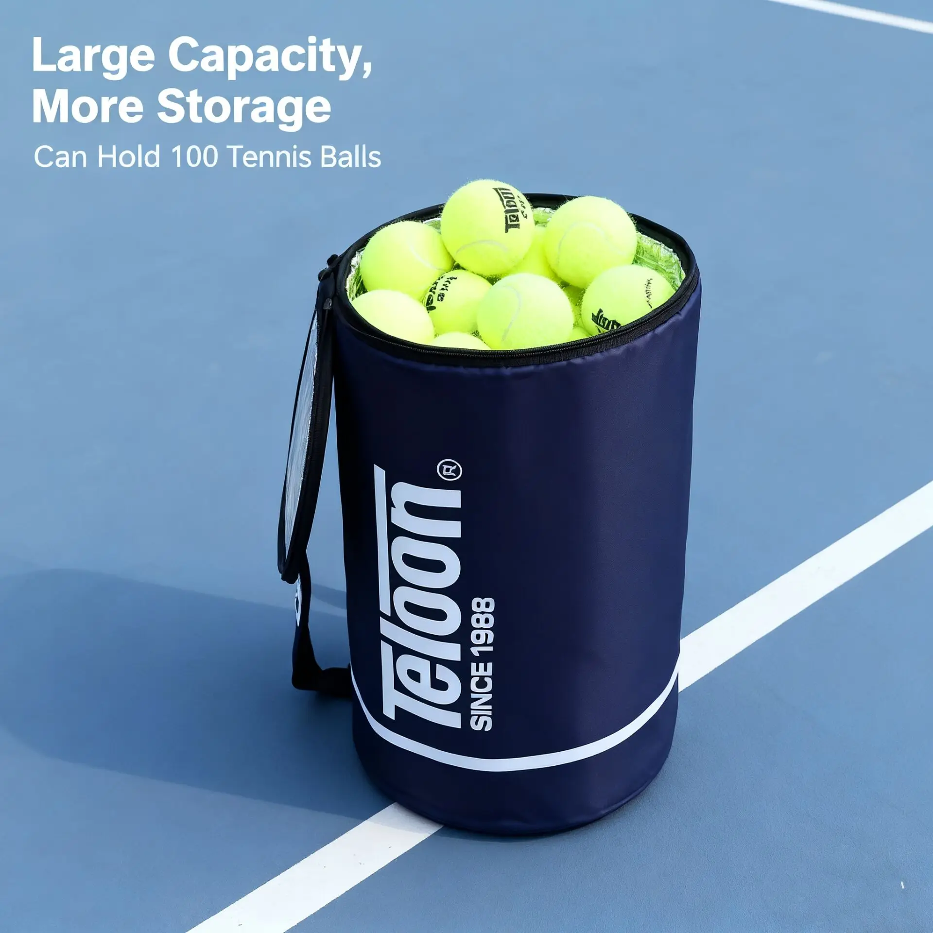 Teloon Tennis Tube Bag Waterproof Thermal Insulation Layer Large Capacity Storage Bag Portable Ball Bucket Bag Can Hold 100 Ball