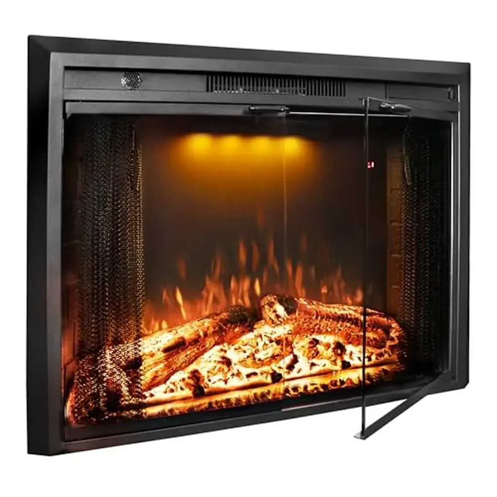 36 Inch Recessed Electric Fireplace Heater with Adjustable Flame and Crackling Sound Attractive Design TV Stands Bookshelves &