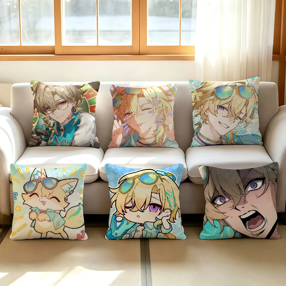 Aventurine Game Honkai StarRail cushion cover Comfortable Decorative For Bedroom Living room Dormitory Picnic and Holiday