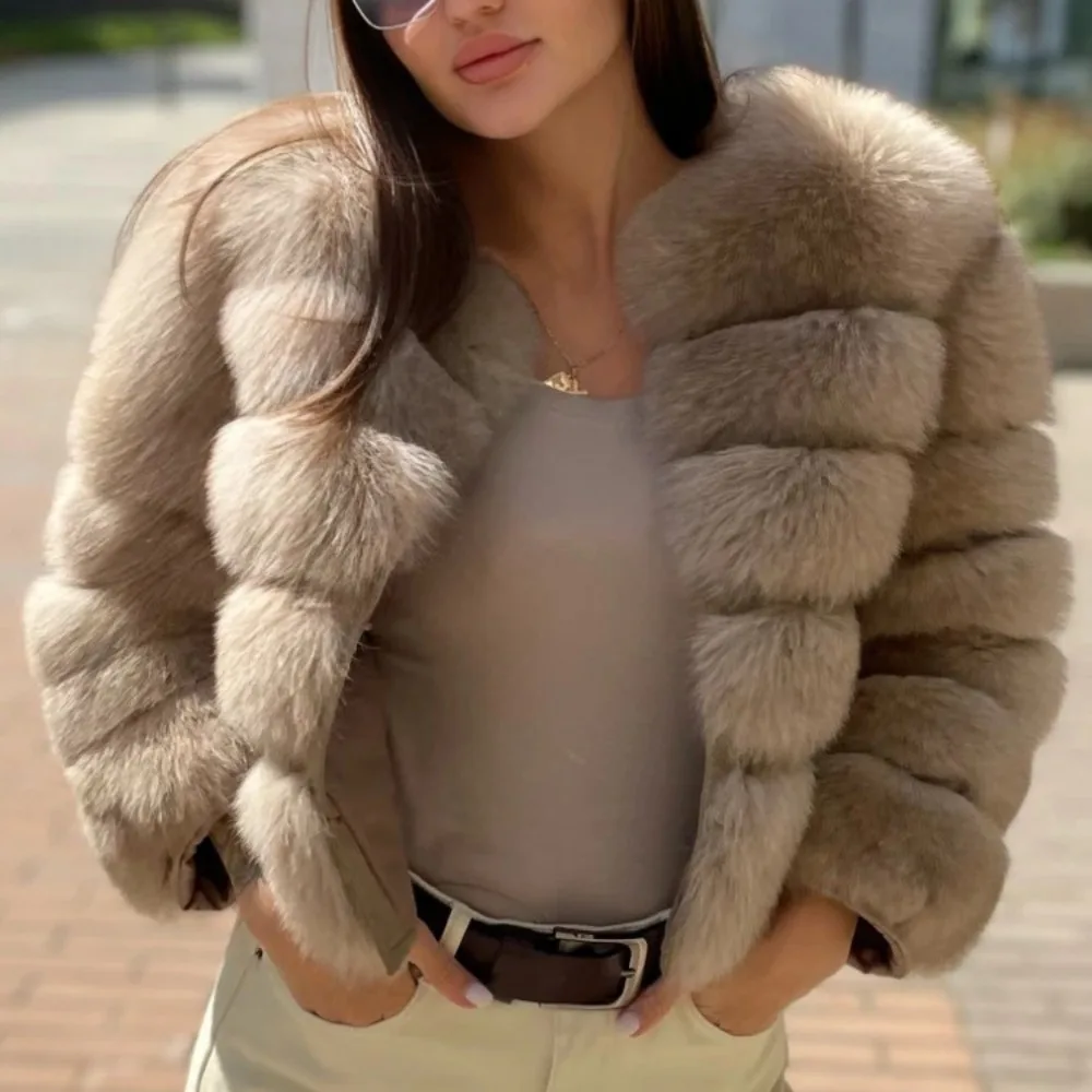 Raccoon Fur Jacket Women Natural Fox Fur Jacket Thick 2024 Real Fox Fur Coat Winter Outerwear O-neck Warm Luxury Female