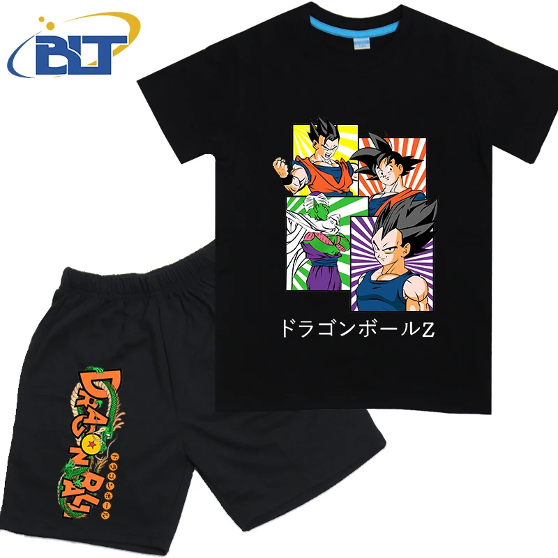 Dragon Ball Son Goku Anime T-shirt Set Kids Cotton Short Sleeve Shorts 2-piece Set Boys Girls Cartoon Clothing view 6