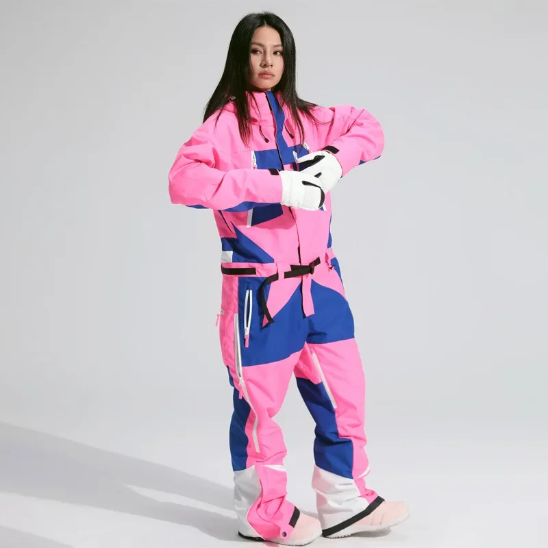 

2025 New One Piece Ski Suit Women's Winter Double Board Windproof Breathable Warm Skiwear Men's Outdoor Loose Hooded Ski Jacket