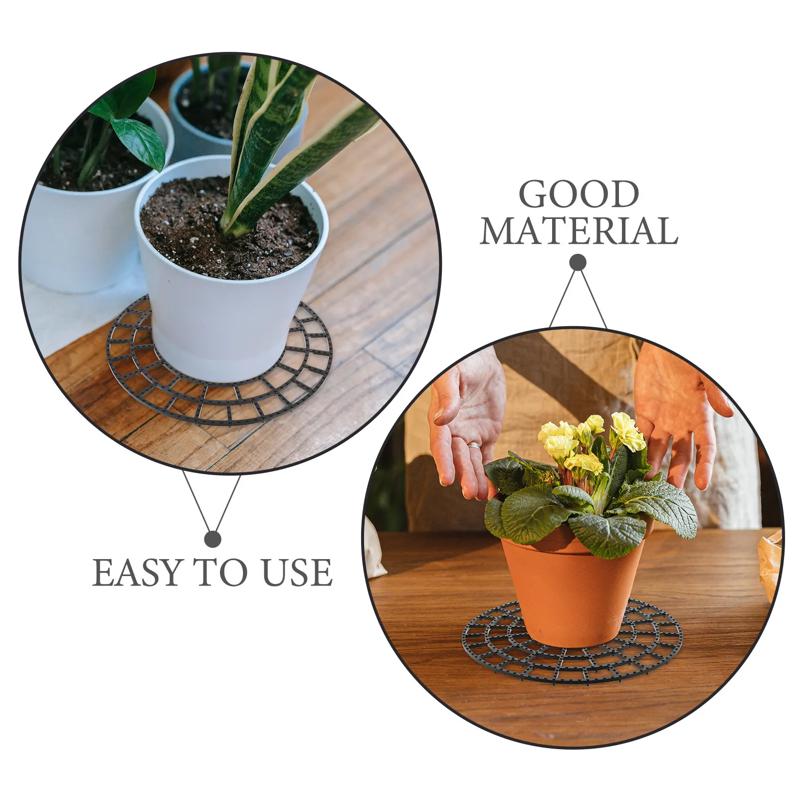 4Pcs Plastic Flower Pot Tray Planter Riser Pads Cut to Fit Plant Stand Elevate Pots Protect Deck Improve Pot Drainage Indoor