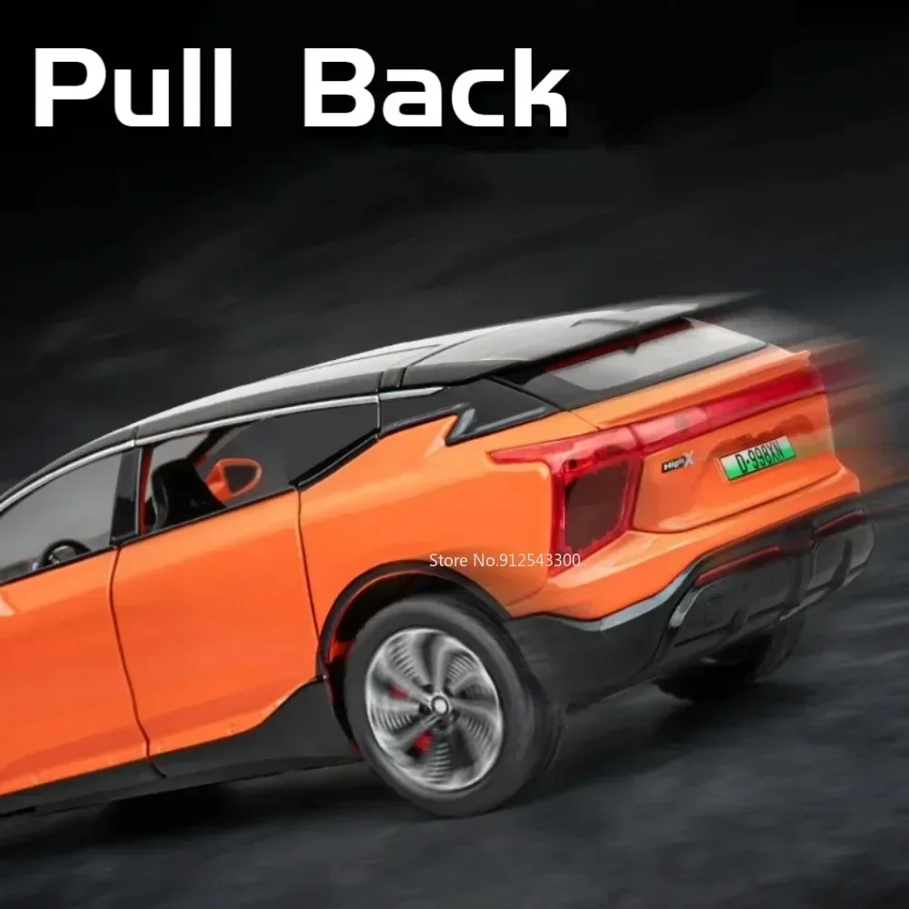 1:22 HiPhi X Z4 modelo de coche de juguete Diecast Metal sonido luz tirar hacia atrás puertas abiertas modelos de vehículos en miniatura regalos para niños