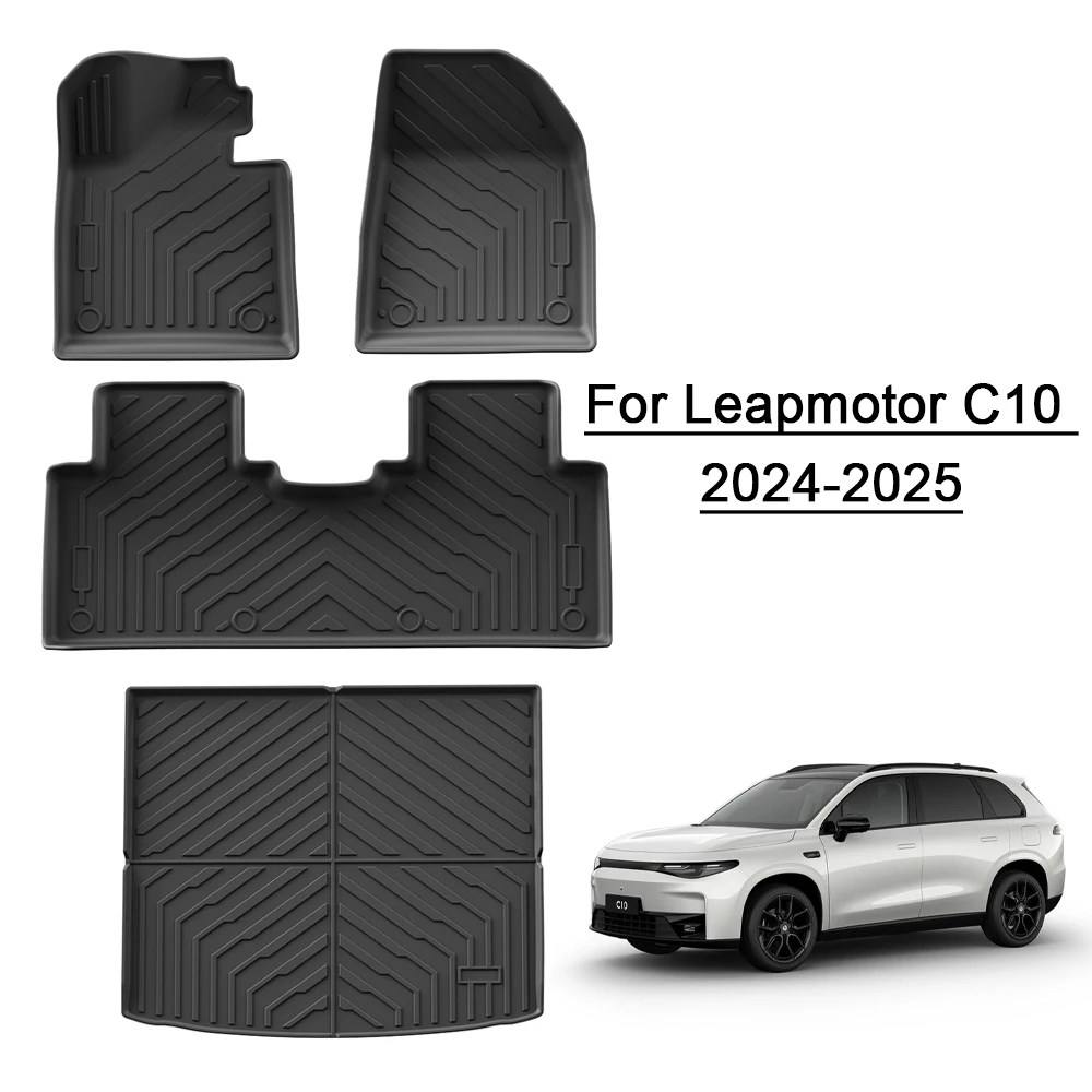For Leapmotor C10 2024 2025 TPE Floor Mats Rear Trunk Mats Pads Cover Full Cover Waterproof Interior Car Accessories LHD