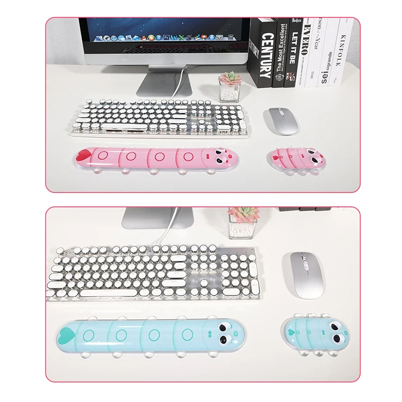 

Cartoon Caterpillar Keyboard Mouse Wrist Rest Silicone Anti Slip Desk Mat Keyboard Hand Rest Ergonomics Palm Rest Waterproof Pad