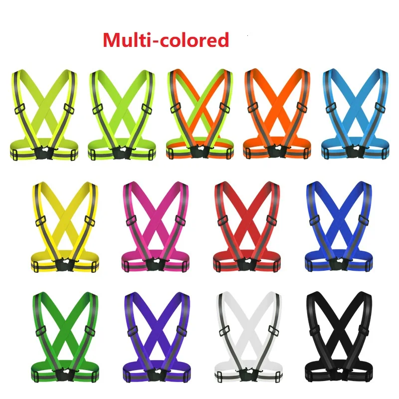 Elastic Safety Reflective Vest Strap Night Running Cycling Reflectors Clothing Adjustable Strip Outdoor Riding Equipment For Men