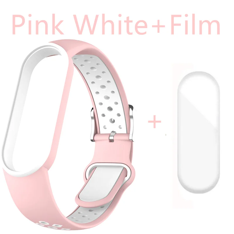 Belt For Xiaomi Mi Band 5 6 7 Two-color Silicone Bracelet Sport Breathable Strap For Miband 5 Miband6 7 Replacement Wristband