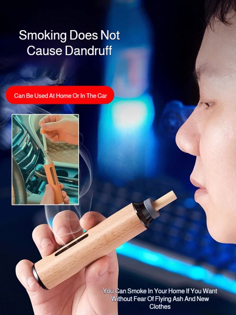 Lazy Man Bulletfree Ashtray Drive Do Not Fall Ash Wood Mini Car Ashtray Driving Portable Cigarette Holder Smoking Special Cylind