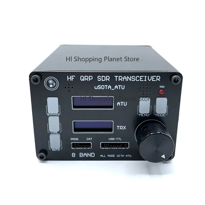 US-DX SD-R Transceiver All Mode QRP Transceiver 8 Band HF Ham Radio Built-in ATU-100 Antenna Tuner Dual OLED Screen Display