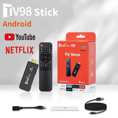 TV98 Android TV Stick 4k 12.1HD 2G 16G Smart TV Box 2.4G 5G Dual Wifi Smart Media Player Receiver