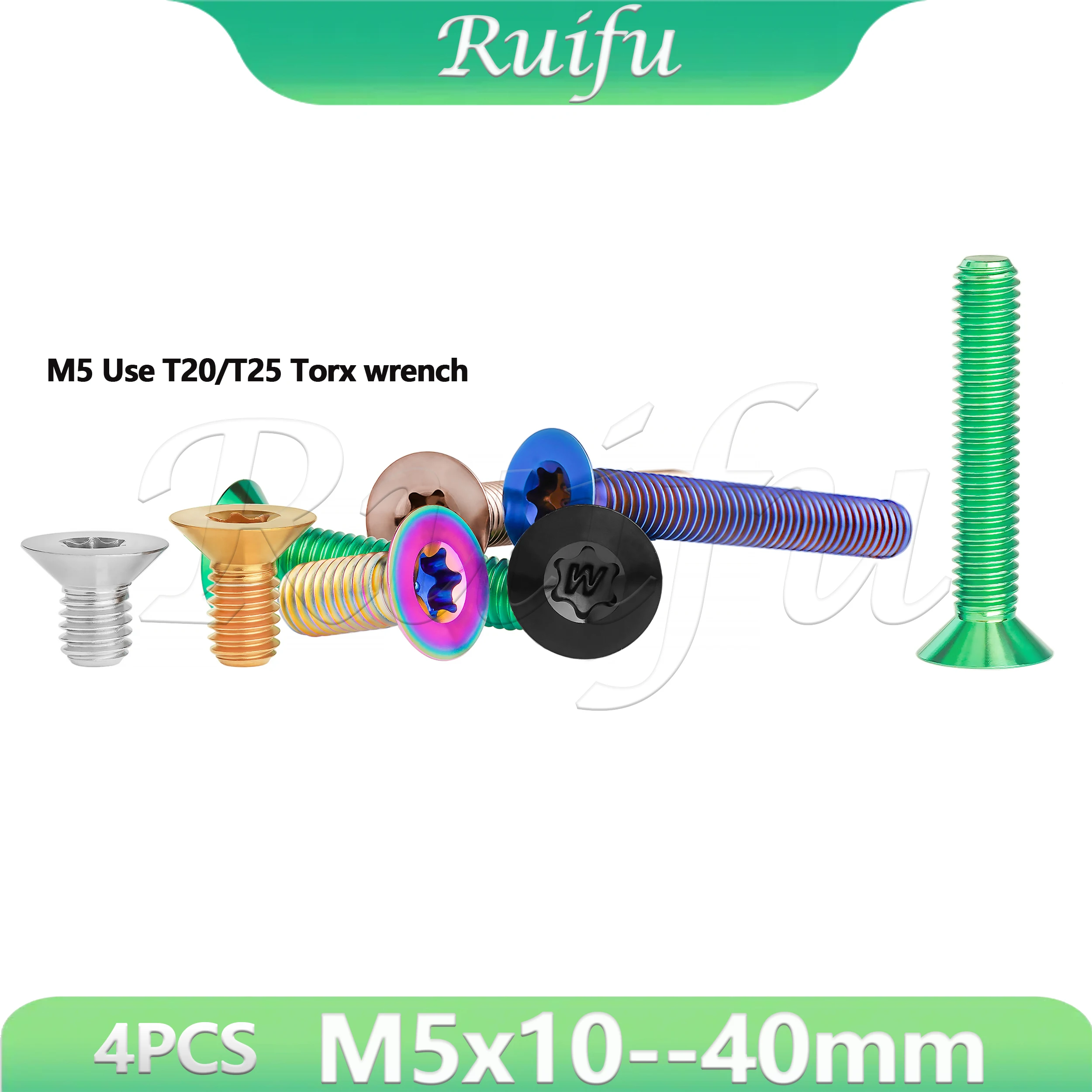 

Ruifu Titanium Bolt M5x10 15 20 25 30 35 40mm T20/T25 Torx Head Screw Fastener