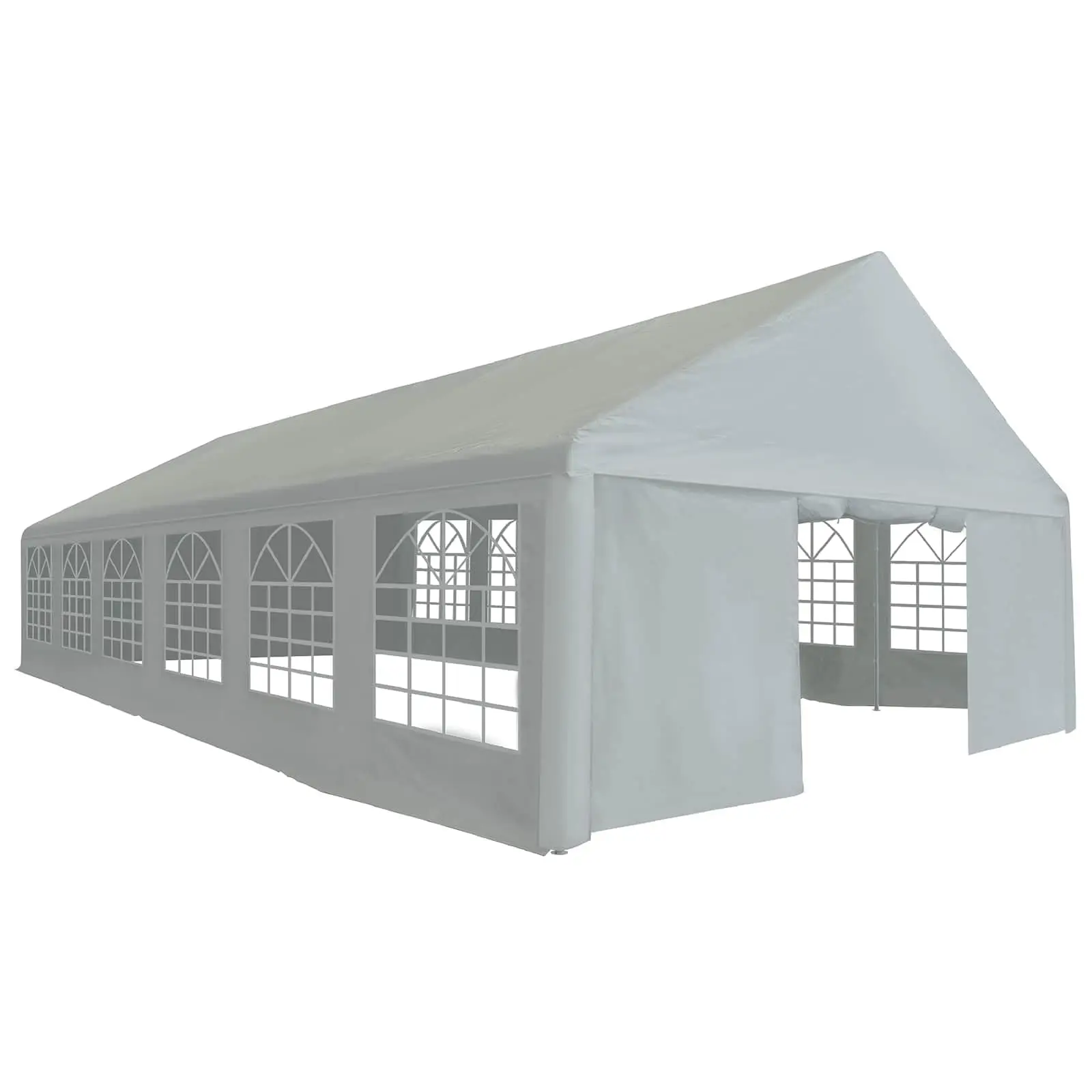 y 12 x 6 ft PE Tent Fabric with Roof and Side Panels, Polyethylene for Outdoor Events, Door with Zipper and Window