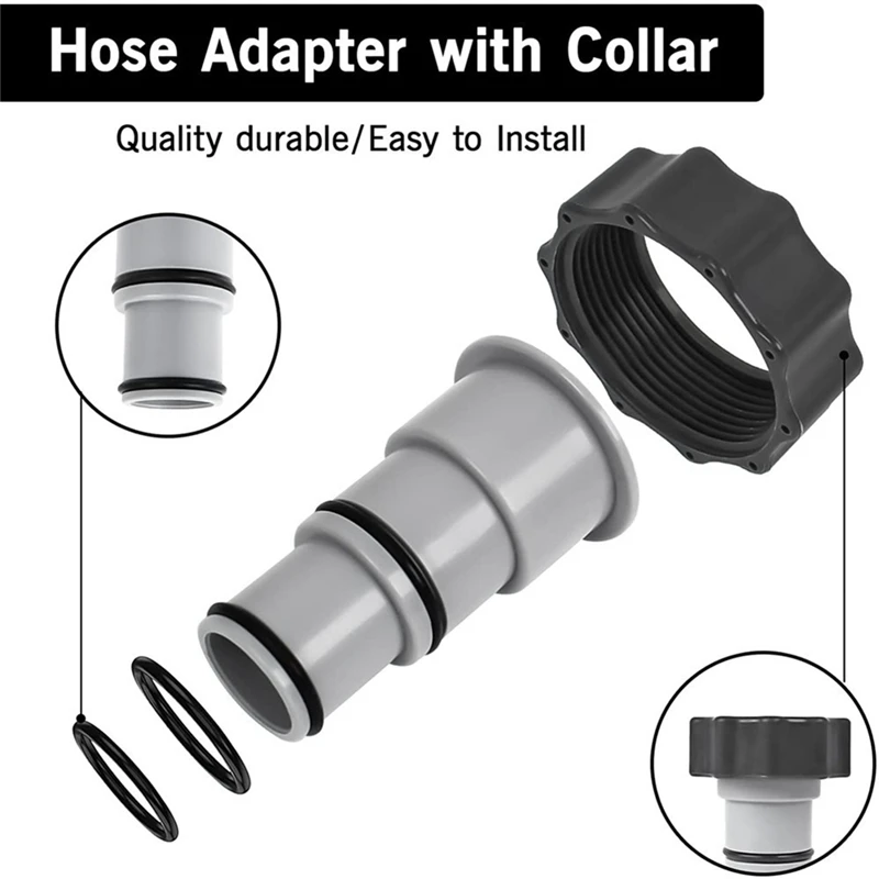 12PCS Grey A Adapter For Intex Filtration Pump Interface Pumps Plunger 1.25 Inch To 1.5Inch Hose Adapter Kit