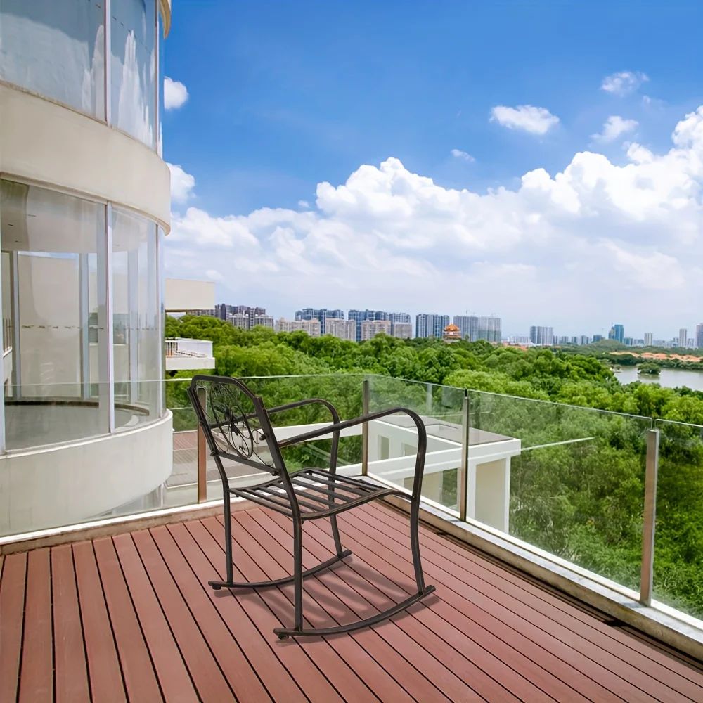 

Одноместное кресло-качалка из плоской трубы, цвет бронза