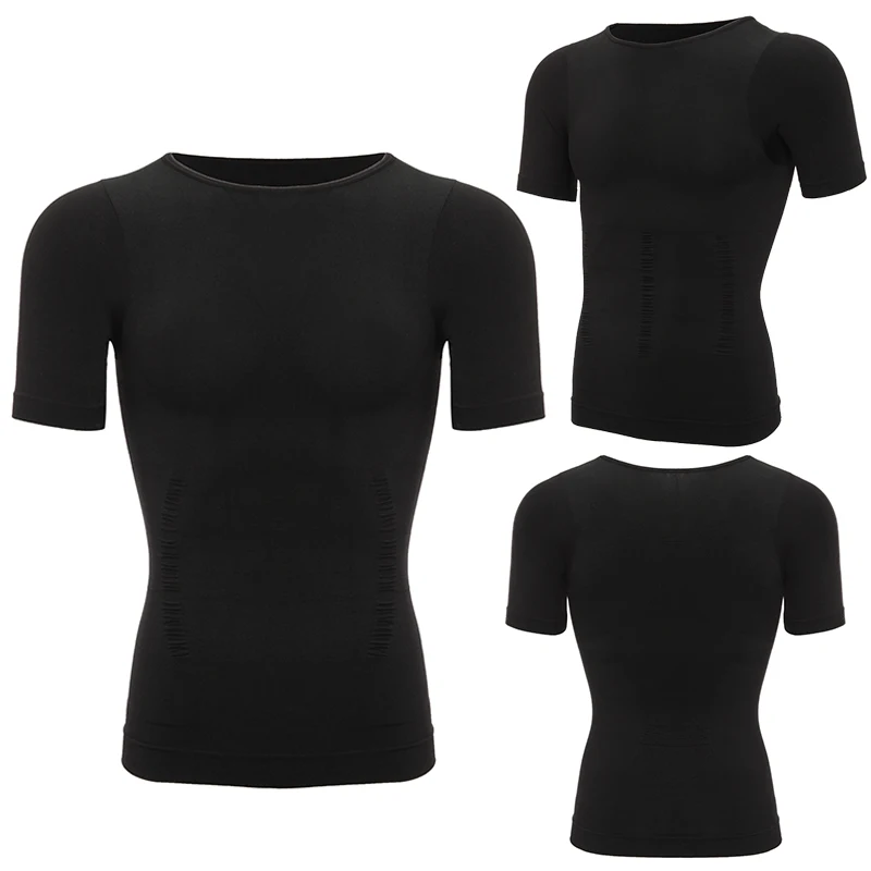 PHCOMRICH Canottiera Dimagrante da Uomo, Body Shaper, Camicia a Compressione, Top Slim Abs Gilet per Allenamento Addominale, Nero, S