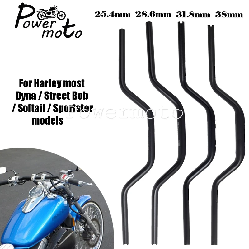 For Harley Softail Classic Deluxe Chopper Cafe Racer 3″ Pullback Motorcycle 25 28 32 38mm Club Style Diameter Tapered Drag Bars