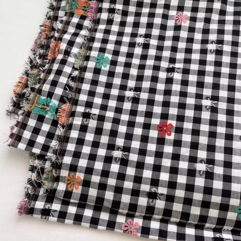 

Ins Style Black and White Checkered Cotton Cloth Handmade DIY Fabric