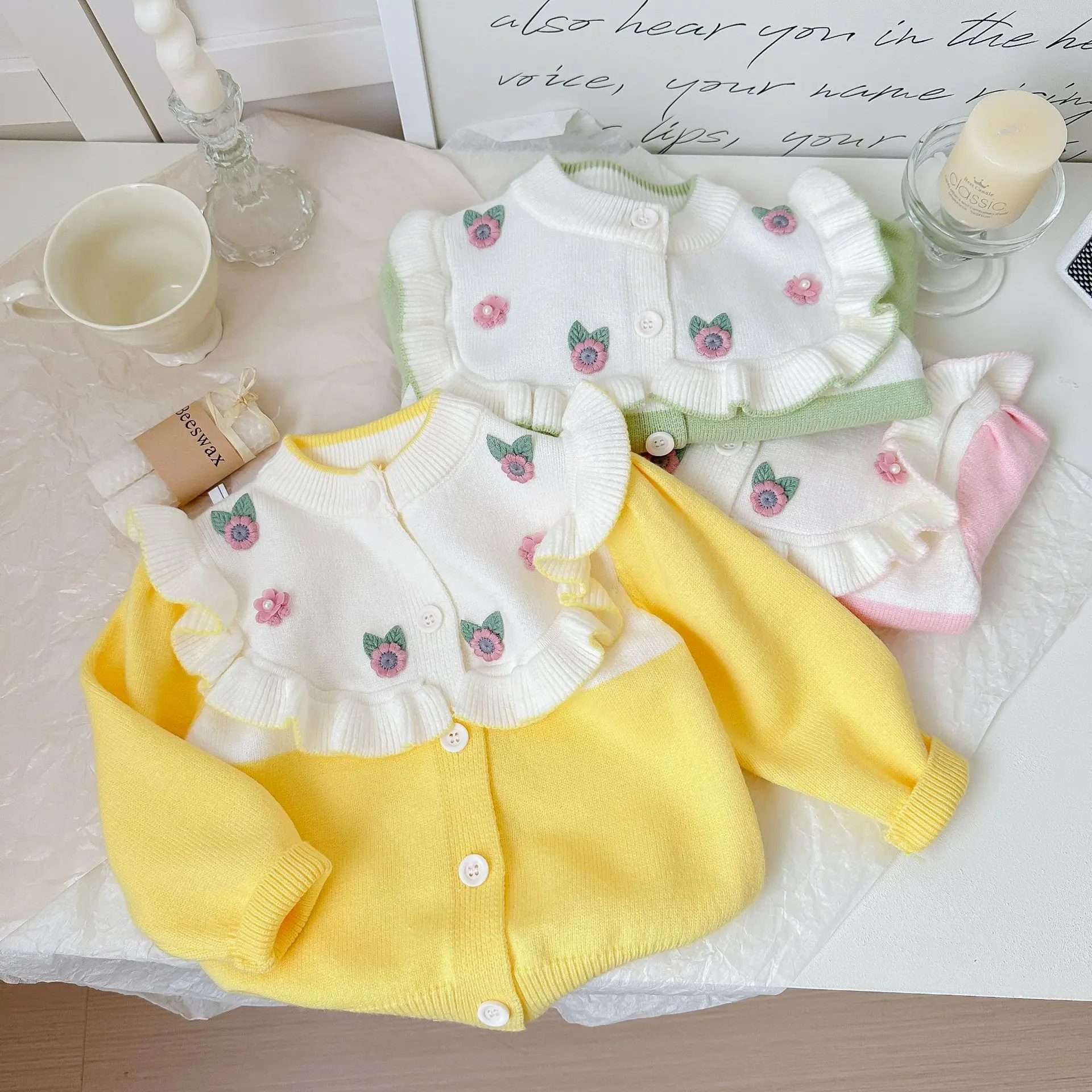 

Baby Girls Autumn Winter Flower Sweater Clothes 2025 Beauty Ruffles Cozy Clothing Cardigan Knitting Jacket for Kids Girl IY06291