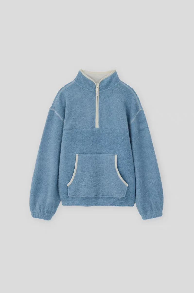 

Versatile Zipper Hooded Fce Sweatirt High Collar Long Sve Cotton Jaet for Women Autumn Winter New Arrival