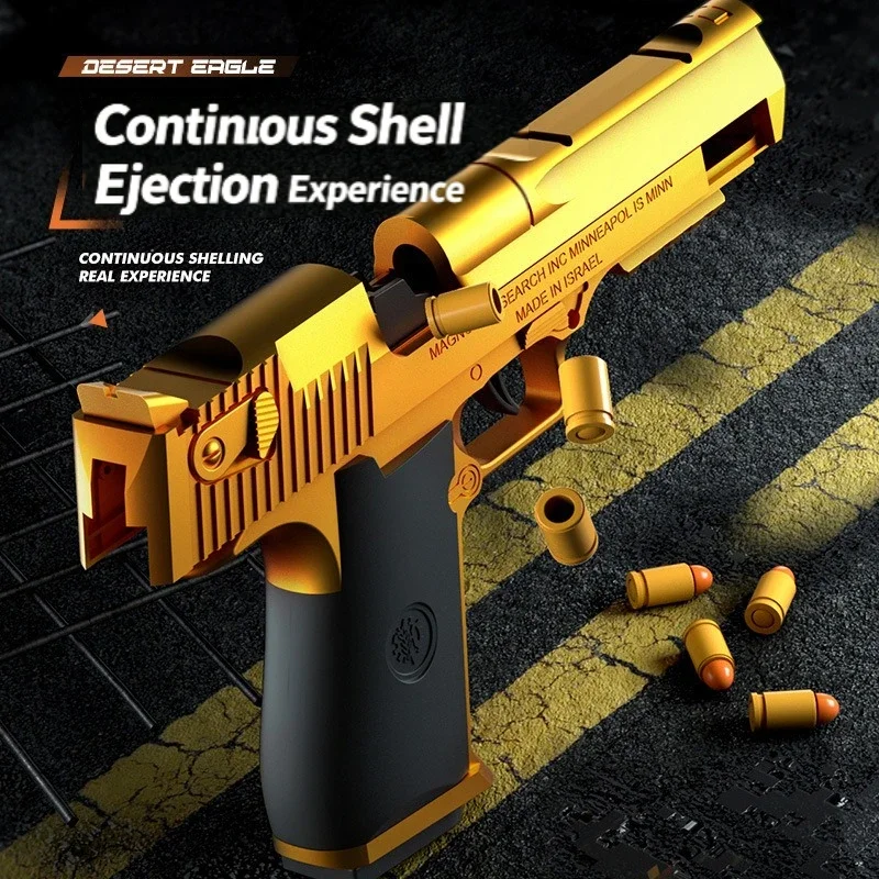 2026 Mechanical Shell Eject Toy Blaster Desert Eagle Soft Bullet Auto Recoil Hold Open for Boys Battle Game