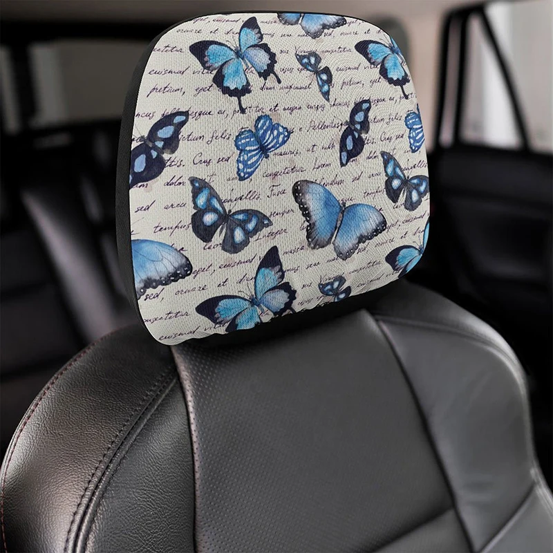 ผีเสื้อรถ Headrest ครอบคลุม Full Wrap ตกแต่งภายในนุ่มทนทานรถที่นั่ง HEAD REST COVER เหมาะกับรถทั้งหมด